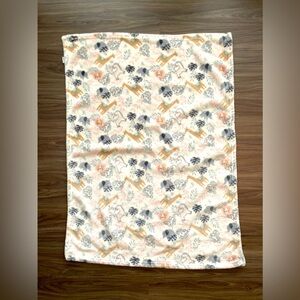 Safari animals pink and cream boho baby girl plush blanket